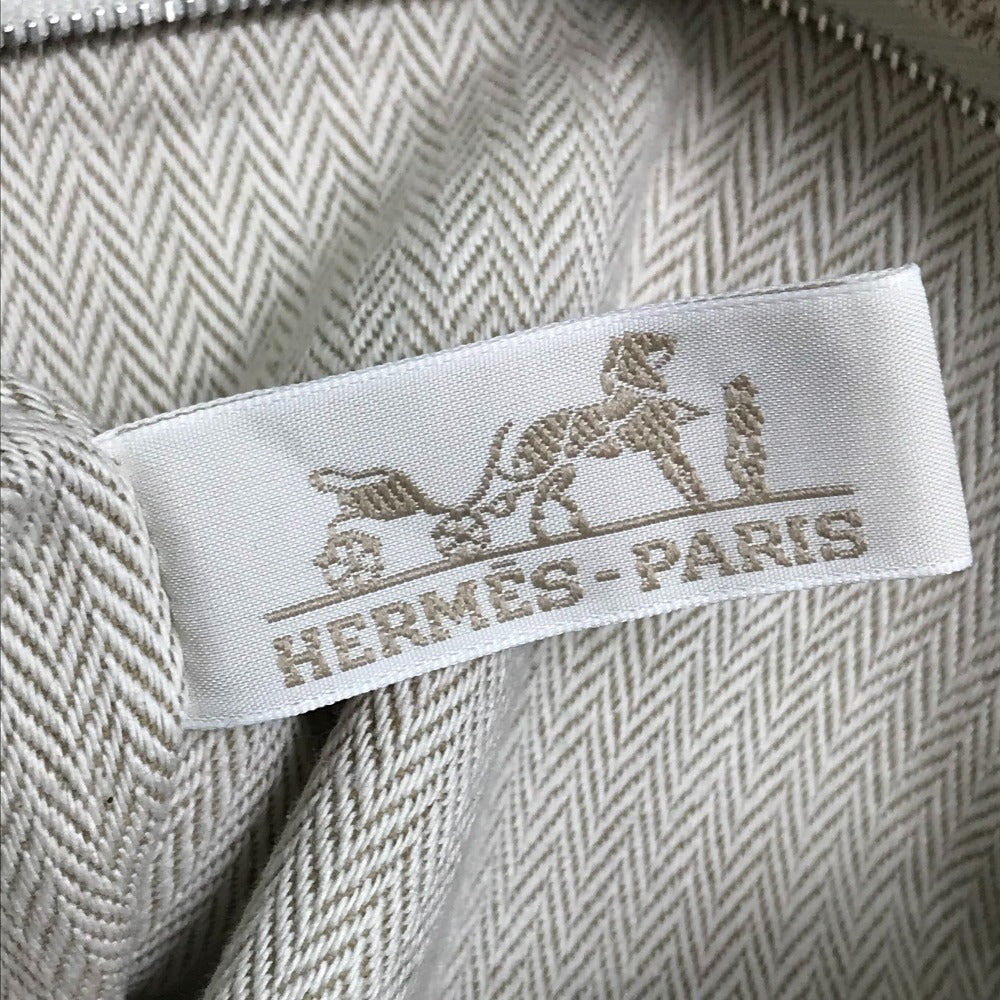 HERMES Pouch Towal chevron Beige type Foolby 25 Women Used