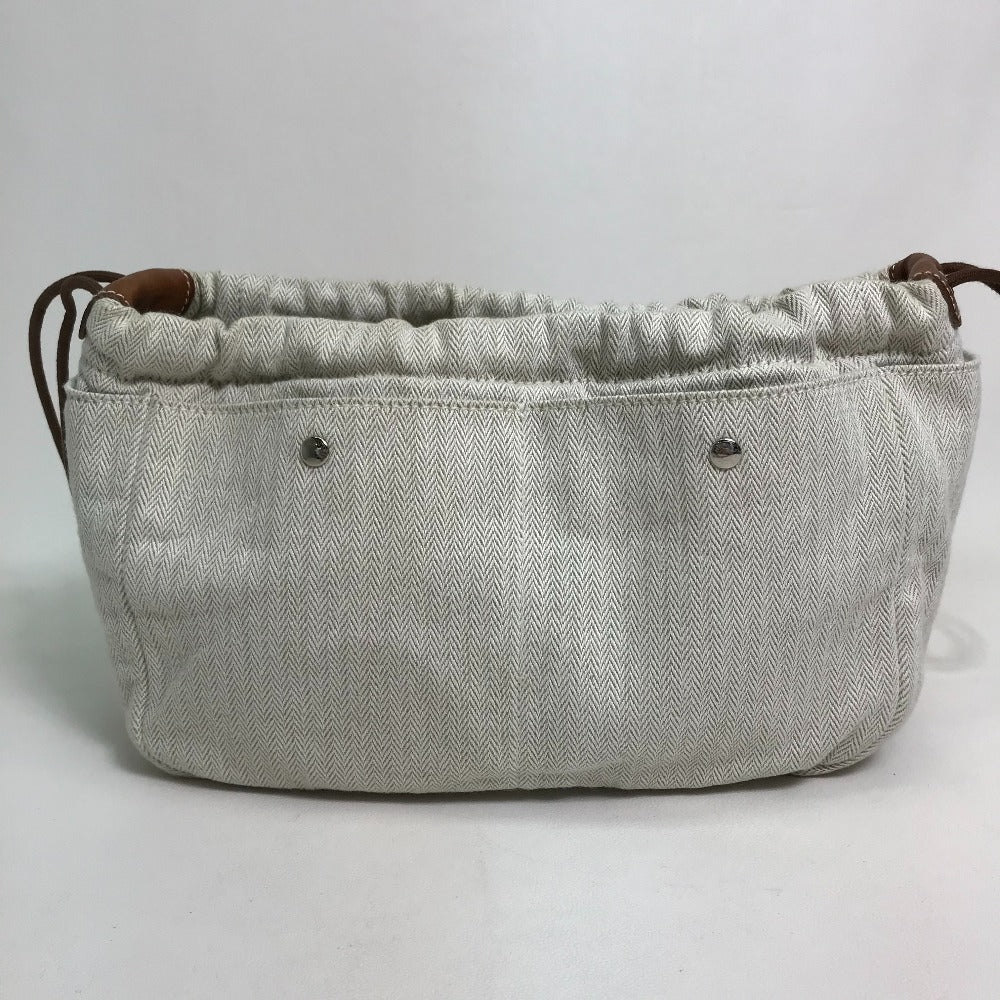 HERMES Pouch Towal chevron Beige type Foolby 25 Women Used