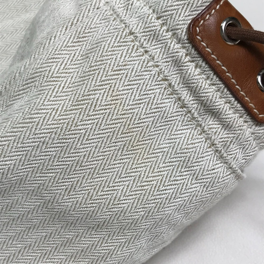 HERMES Pouch Towal chevron Beige type Foolby 25 Women Used