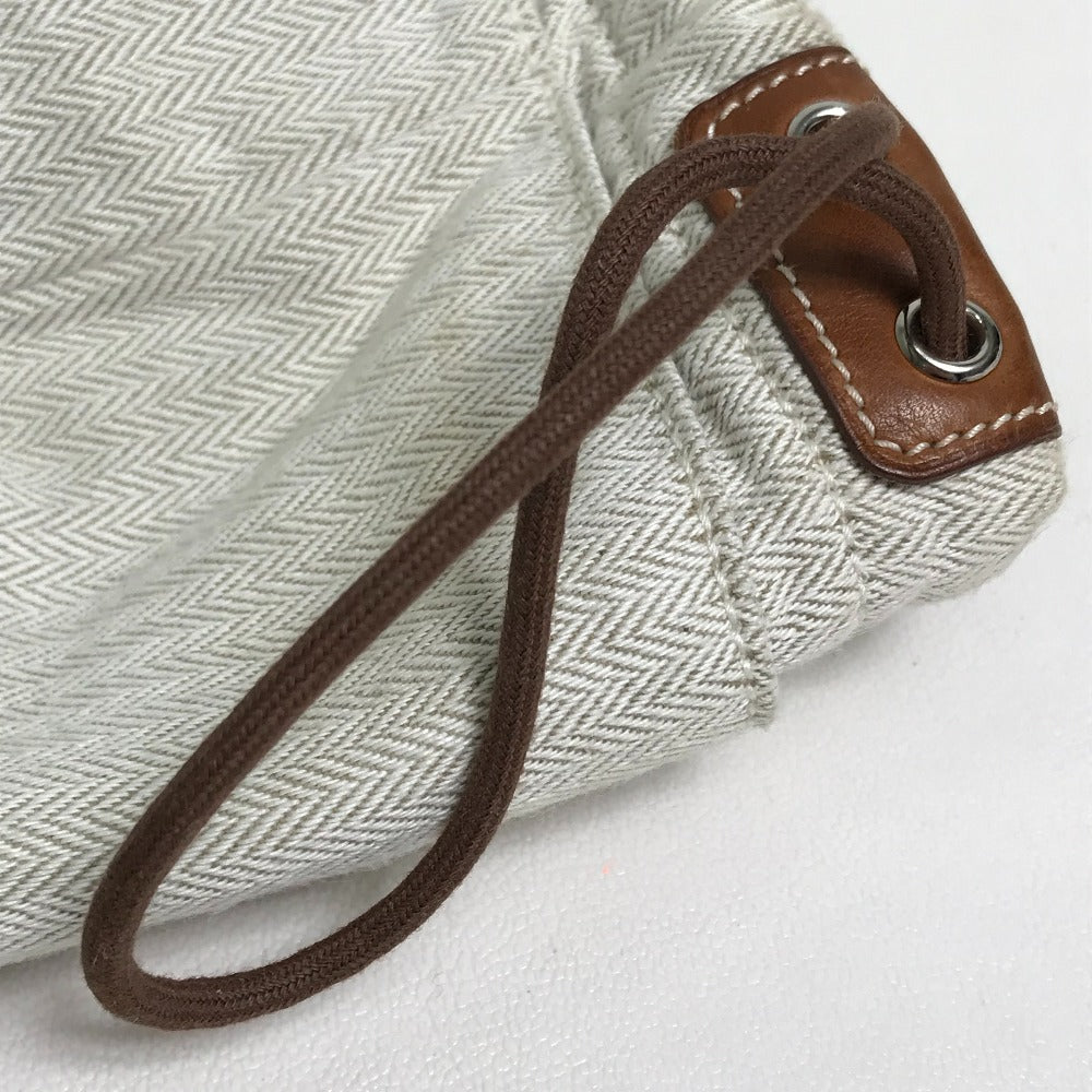 HERMES Pouch Towal chevron Beige type Foolby 25 Women Used