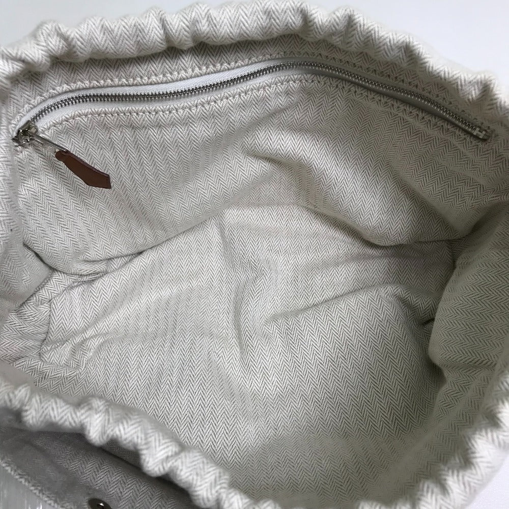 HERMES Pouch Towal chevron Beige type Foolby 25 Women Used