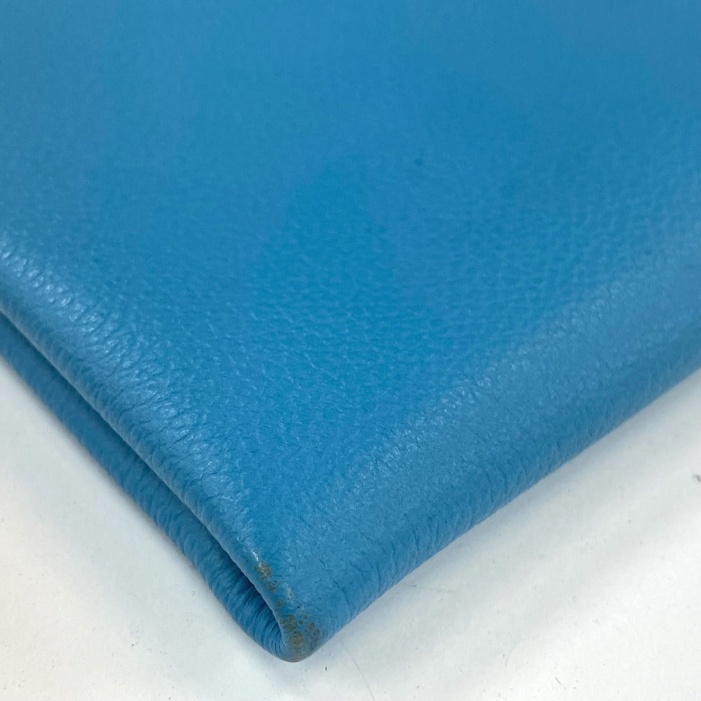 HERMES Pouch leather blue flat Atou PM