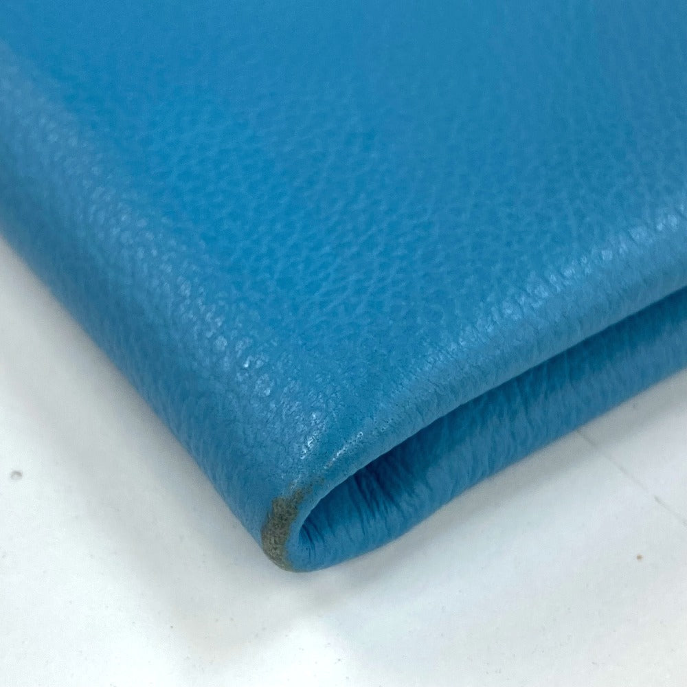 HERMES Pouch leather blue flat Atou PM