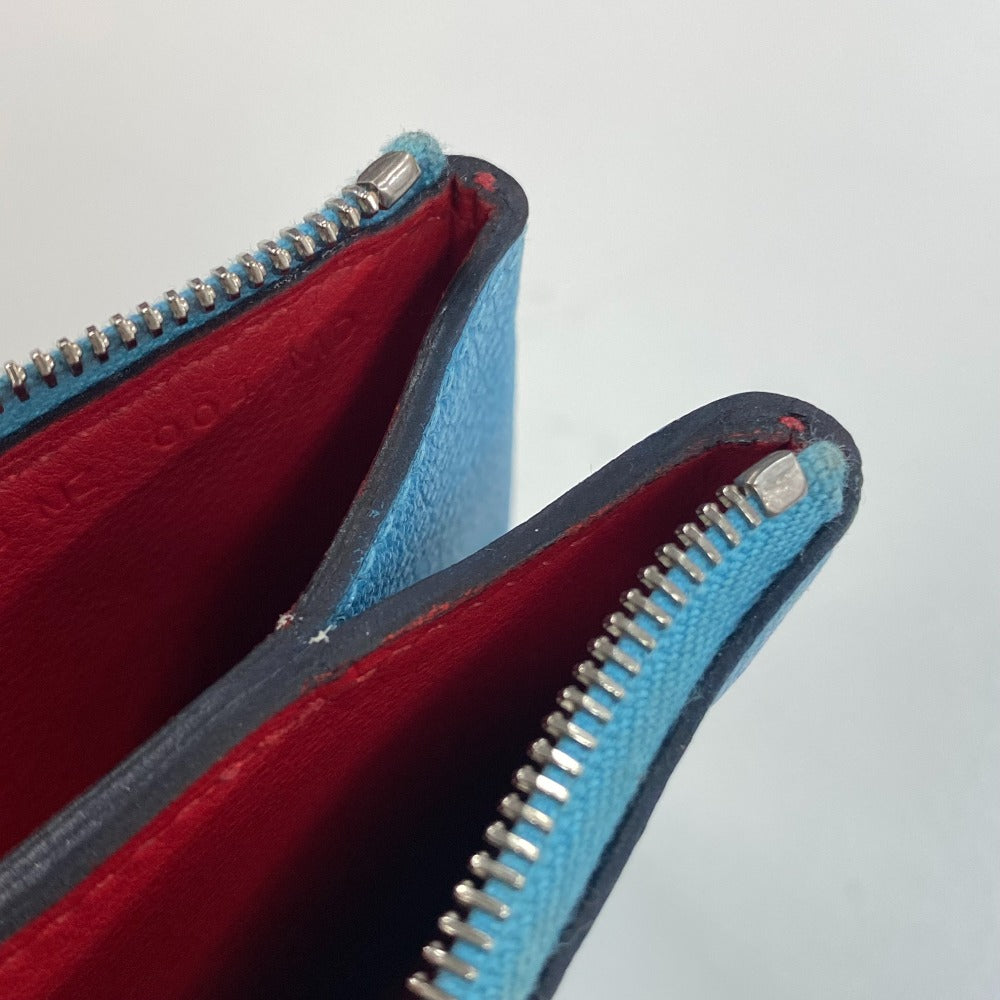 HERMES Pouch leather blue flat Atou PM