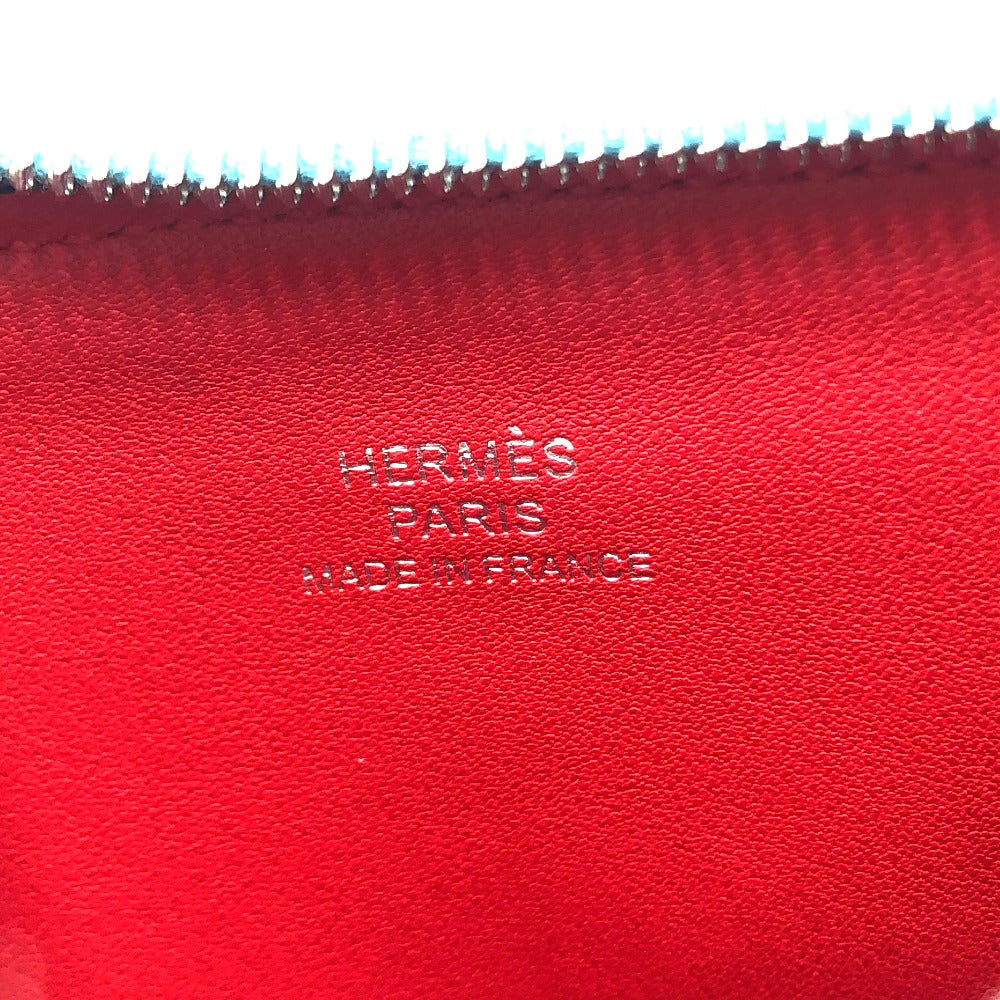 HERMES Pouch leather blue flat Atou PM