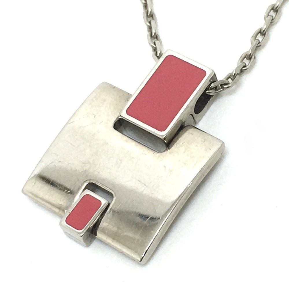 HERMES Necklace metal Pink x Silver H motif Eileen unisex(Unisex) Used