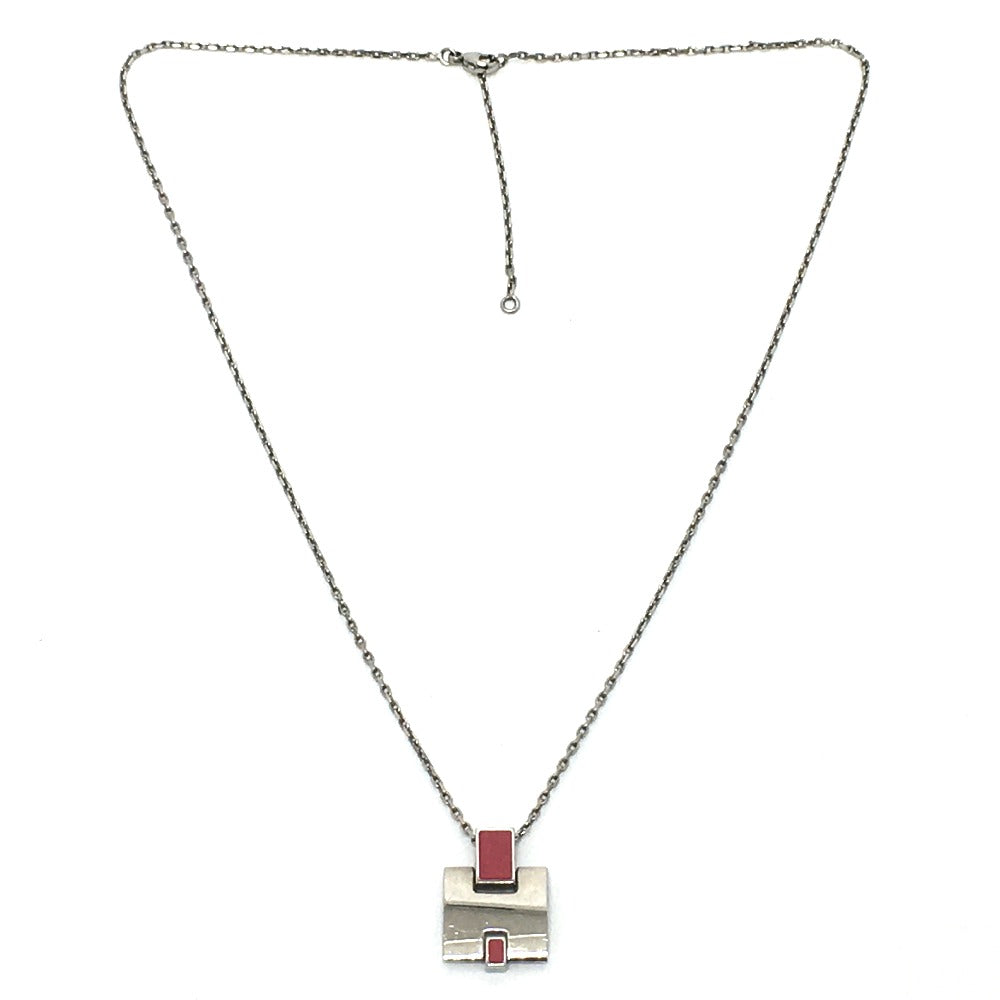 HERMES Necklace metal Pink x Silver H motif Eileen unisex(Unisex) Used