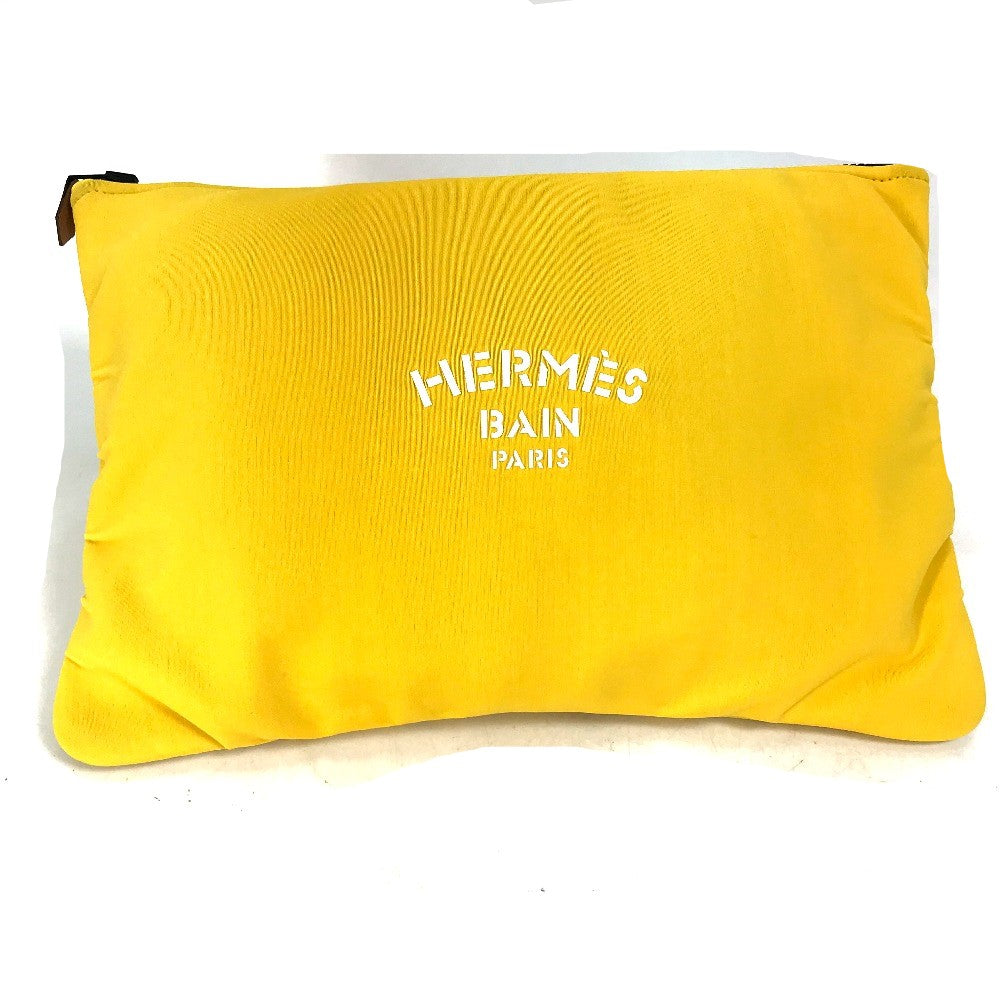 HERMES Clutch bag polyamide yellow Flat Truth Neoban GM Women Used