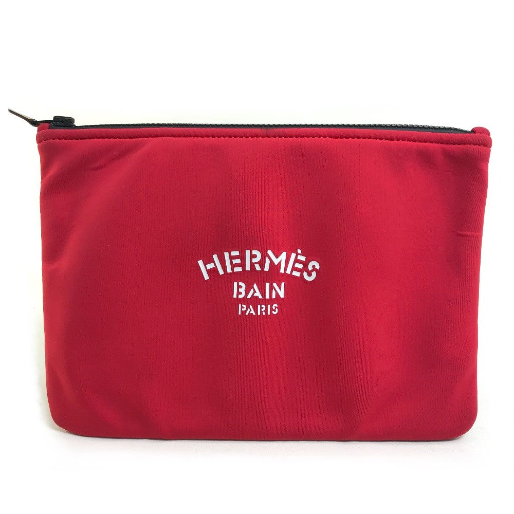 HERMES Pouch polyamide Red Neovan Truth Flat MM Women Used