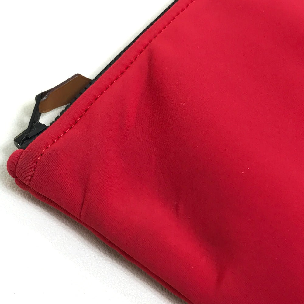 HERMES Pouch polyamide Red Neovan Truth Flat MM Women Used