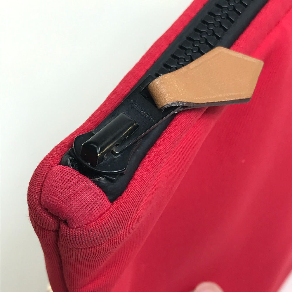 HERMES Pouch polyamide Red Neovan Truth Flat MM Women Used
