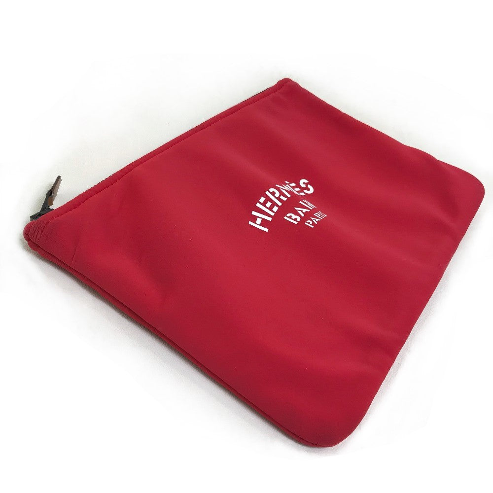 HERMES Pouch polyamide Red Neovan Truth Flat MM Women Used
