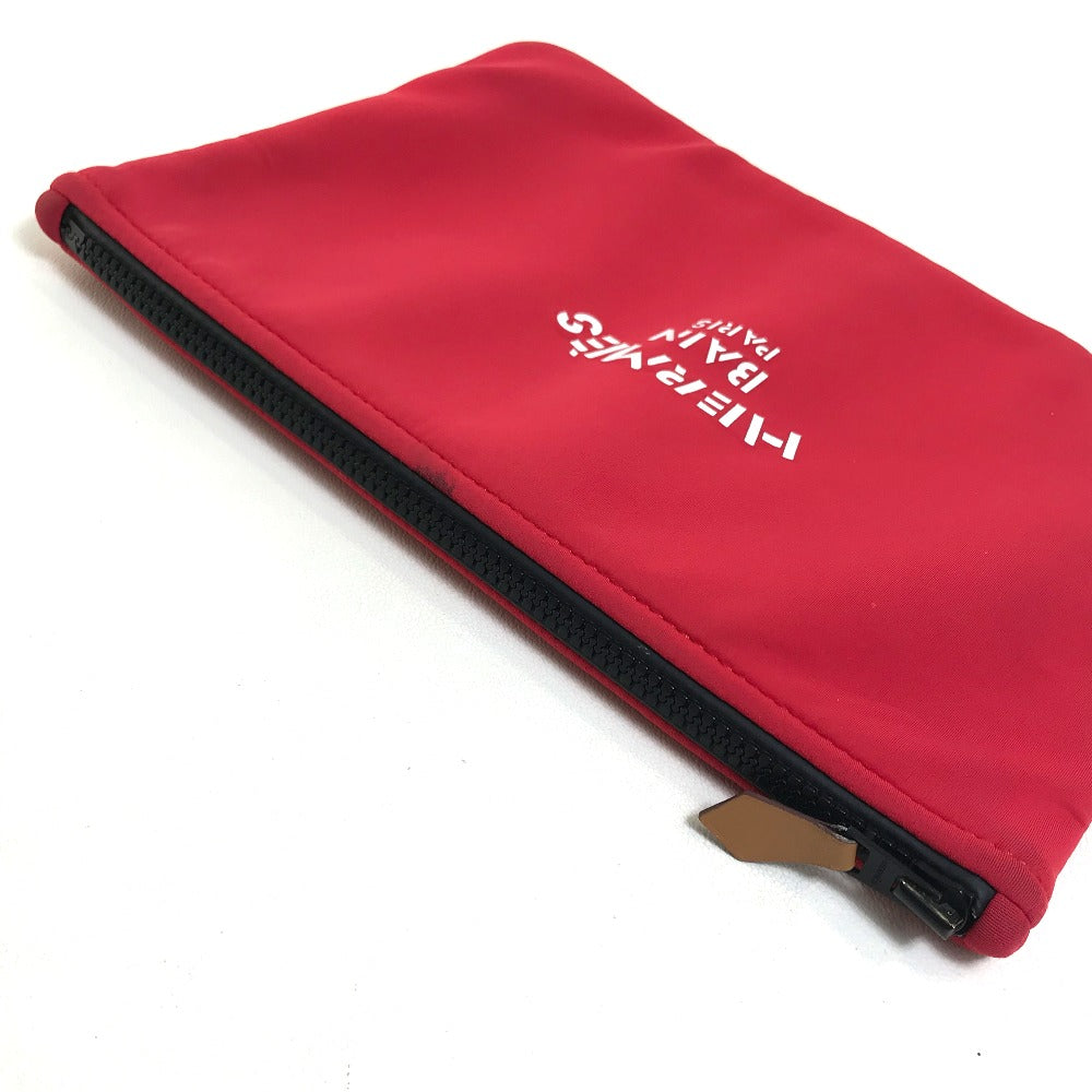 HERMES Pouch polyamide Red Neovan Truth Flat MM Women Used
