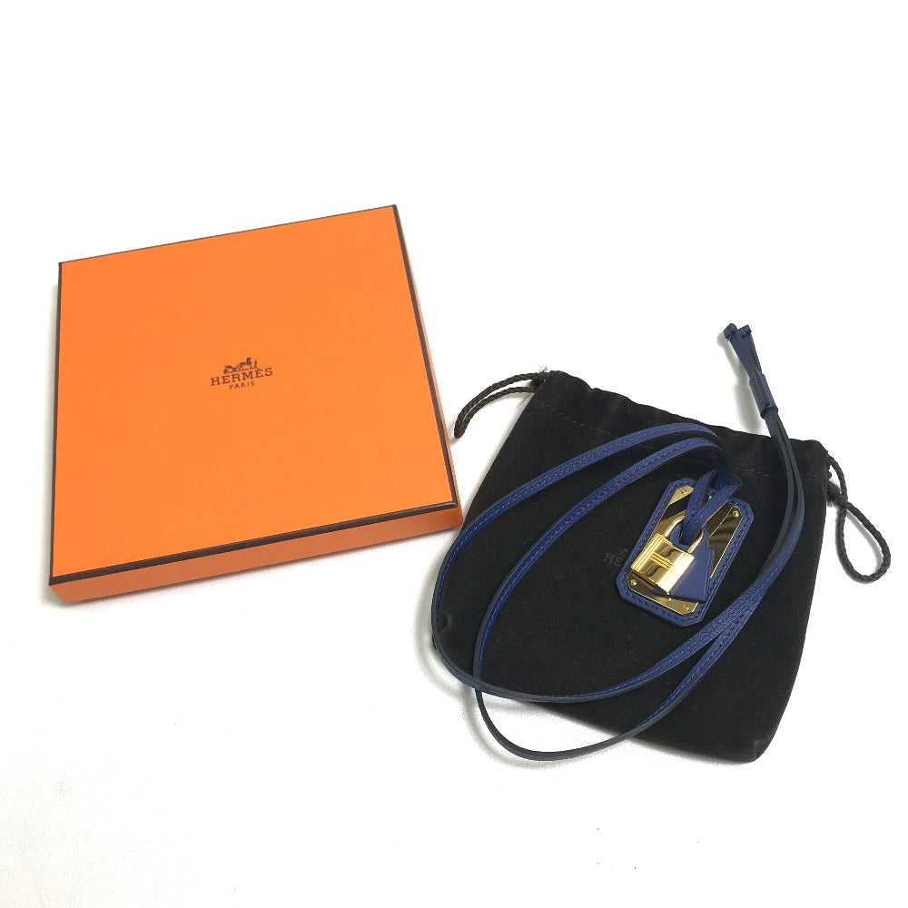 HERMES Necklace Vaux Swift blue Oakley PendantGM unisex(Unisex) Used