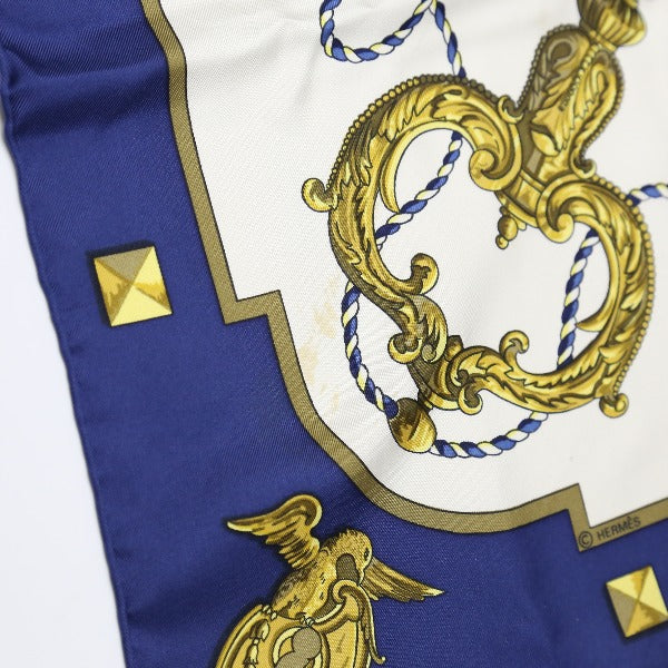 HERMES scarf silk blue Carre90 Key LE Cles Women Used
