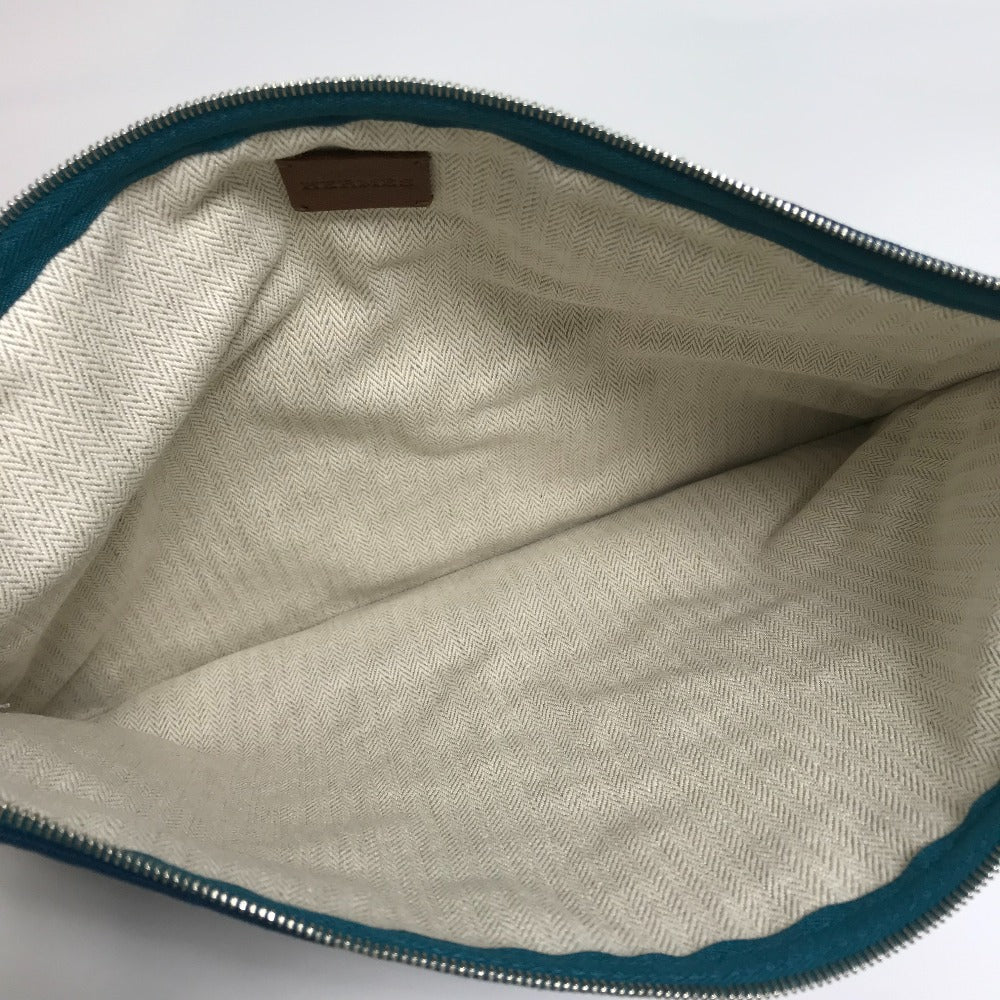HERMES Pouch canvas Blue type bicycle studs velocipedist unisex(Unisex) Used