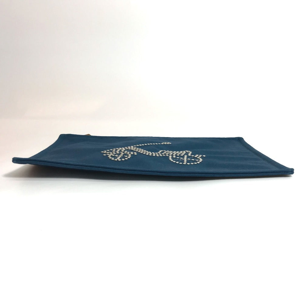 HERMES Pouch canvas Blue type bicycle studs velocipedist unisex(Unisex) Used
