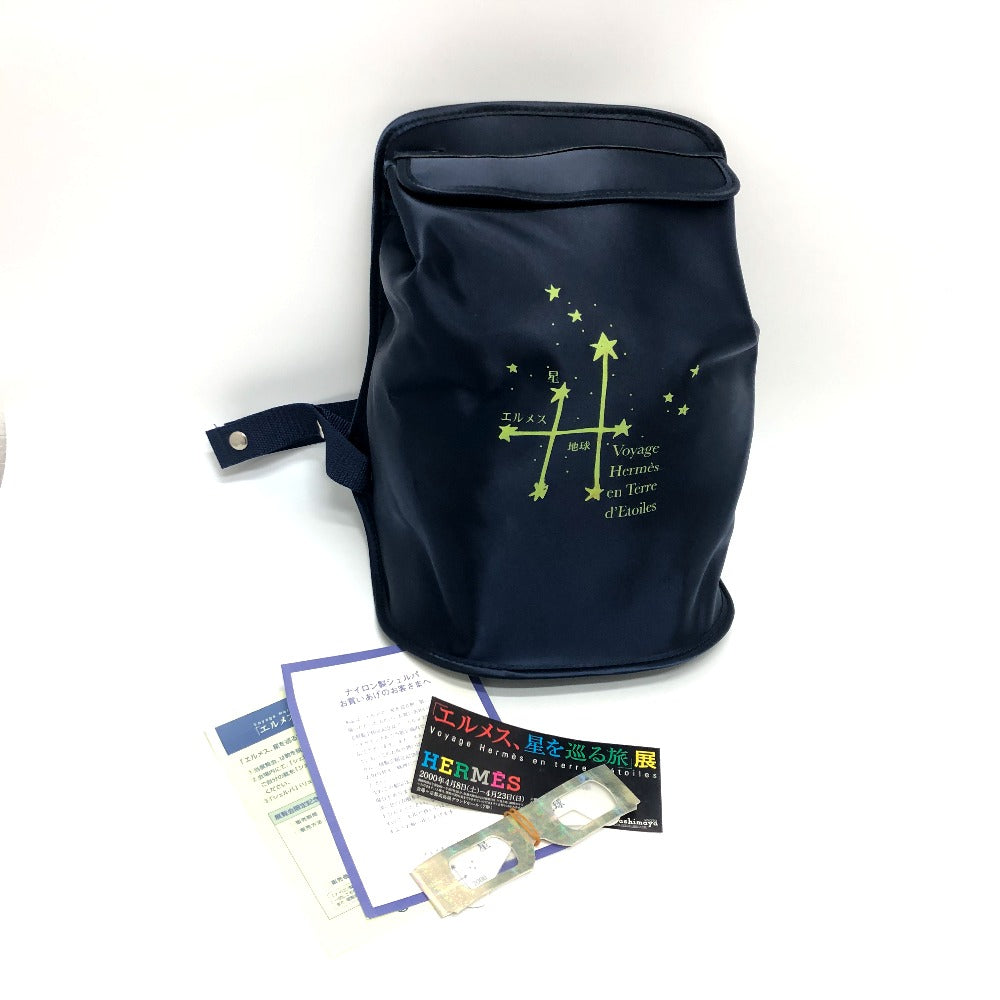HERMES Backpack canvas blue Star Travel Exhibition 1999 Limited Sherpa Backpack Women Used