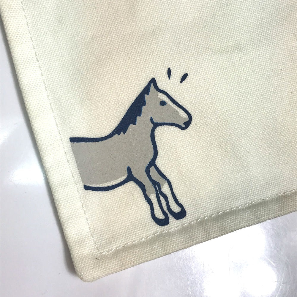 HERMES Pouch cotton off white Horse Adada GM