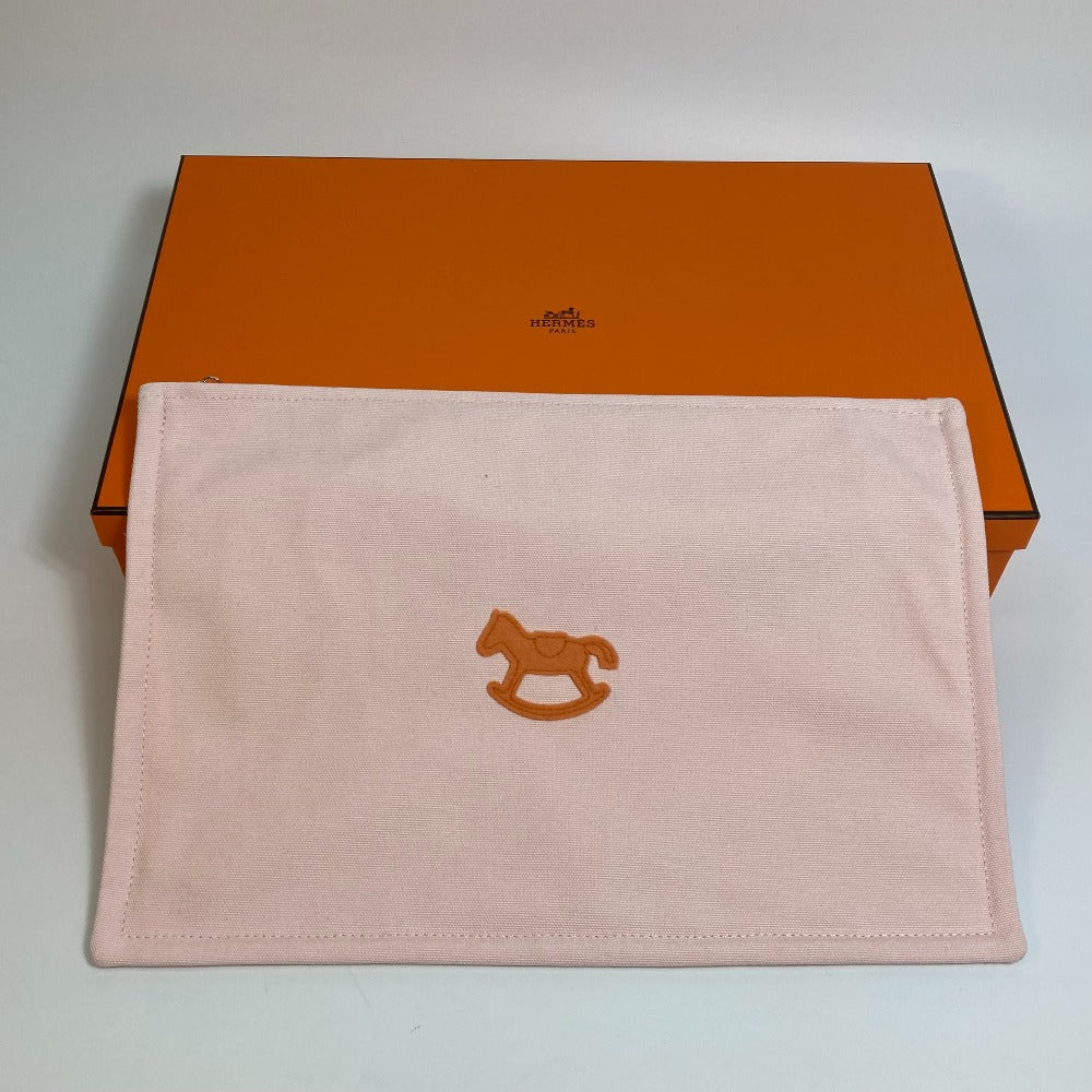 HERMES Pouch cotton pink accessory case Adada Dot GM