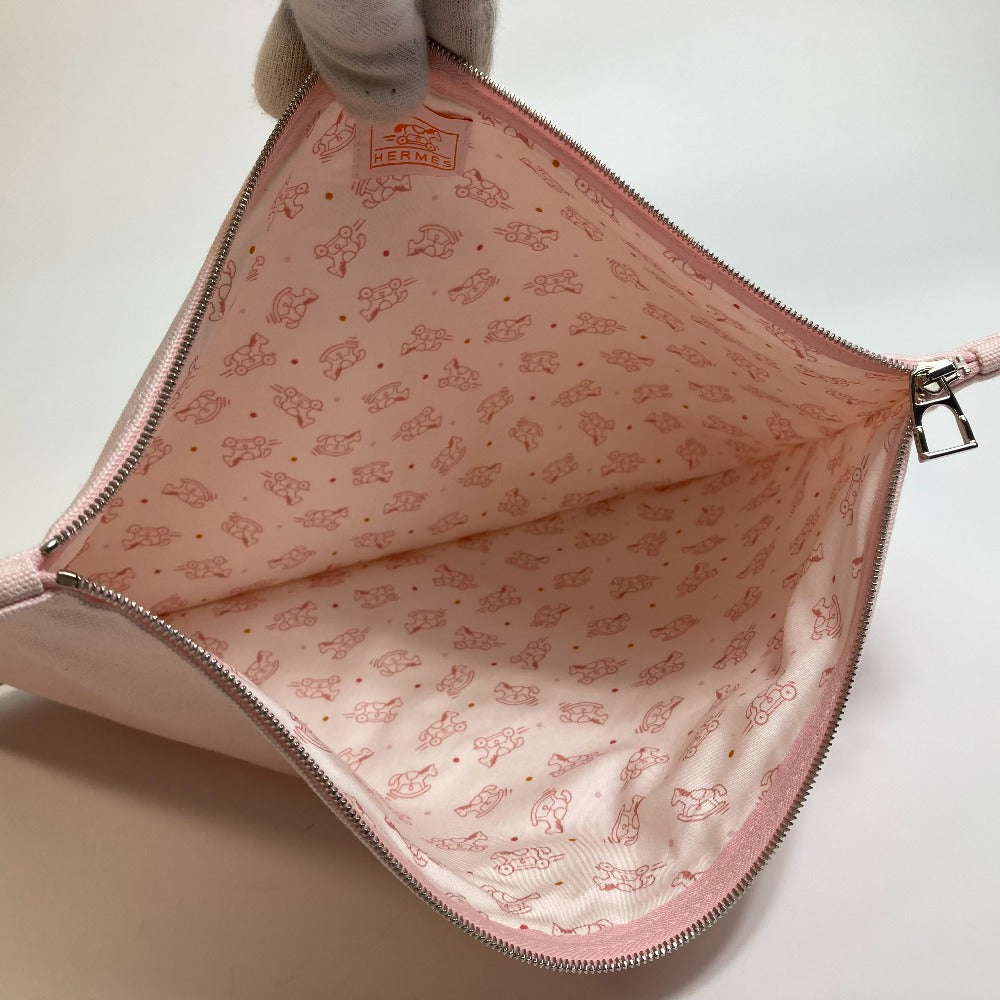 HERMES Pouch cotton pink accessory case Adada Dot GM