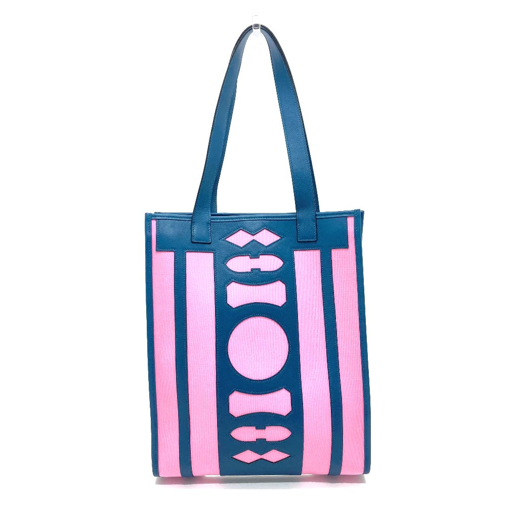 HERMES Tote Bag Leather / canvas Navy x pink Petit Ash dream Catcher Women Used