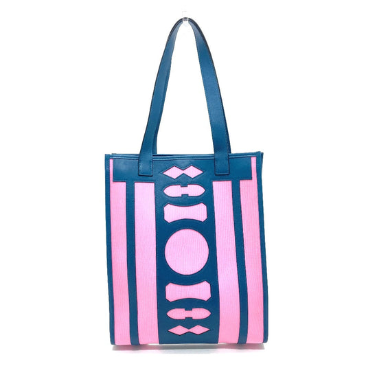 HERMES Tote Bag Leather / canvas Navy x pink Petit Ash dream Catcher Women Used