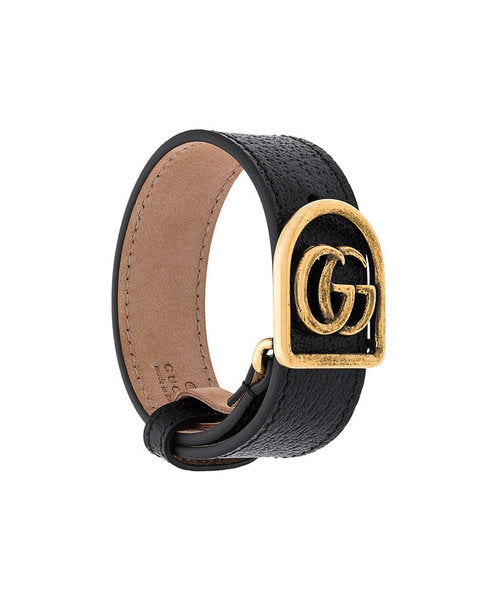 Gucci Leather GG Charm Bracelet in Black
