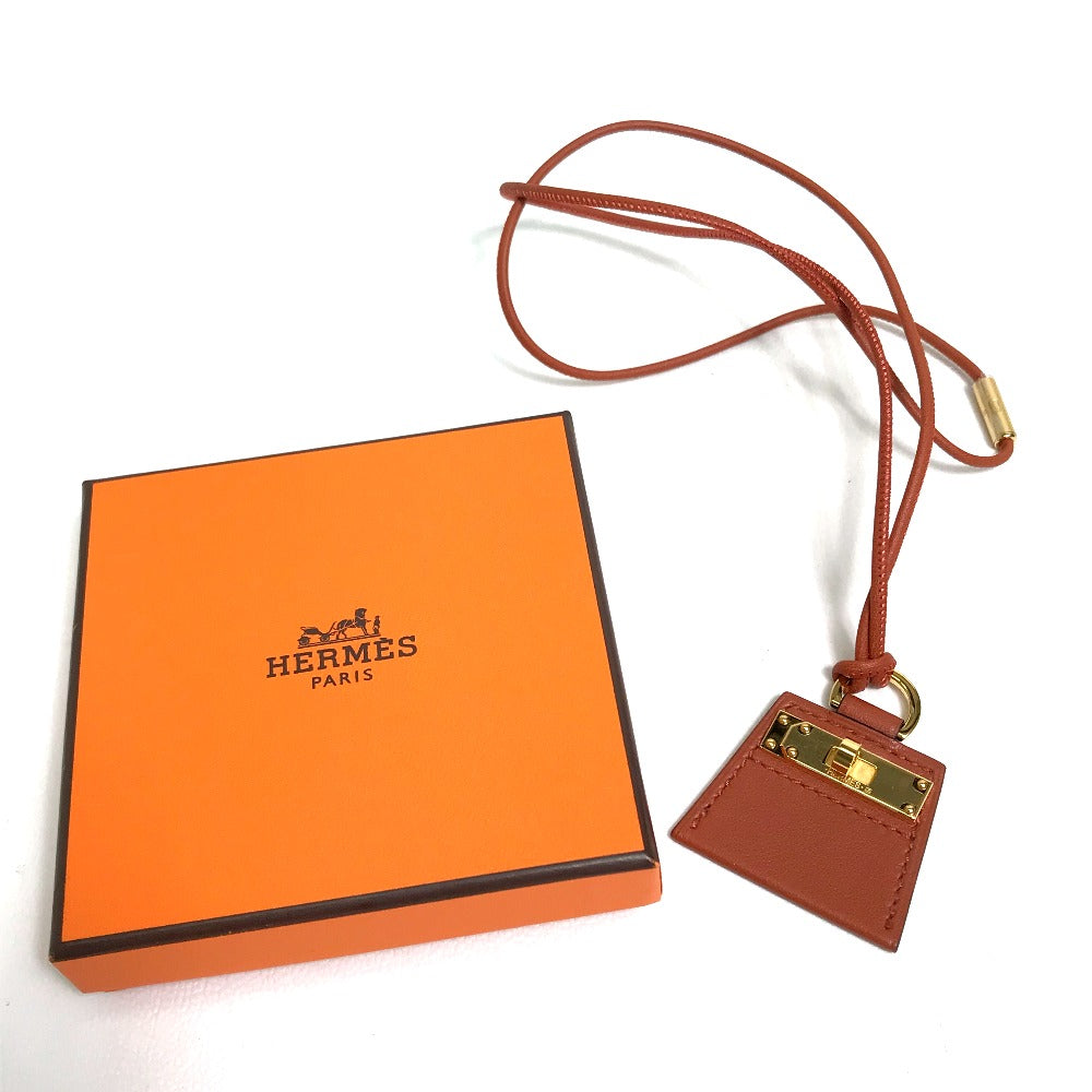 HERMES Necklace leather Brown type Mont Petit Kelly PM Women Used