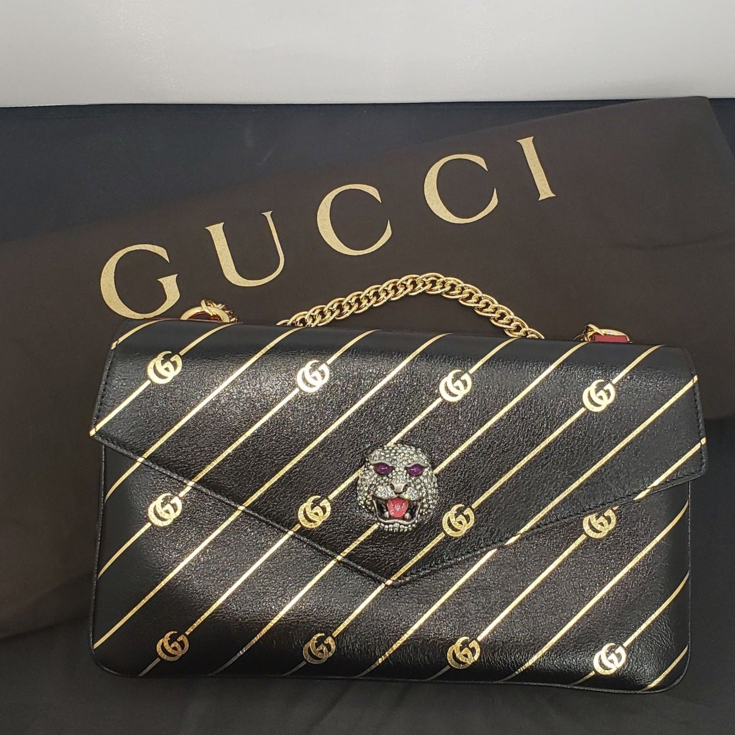 Gucci Thiara Medium Double Envelope Bag Black/Red