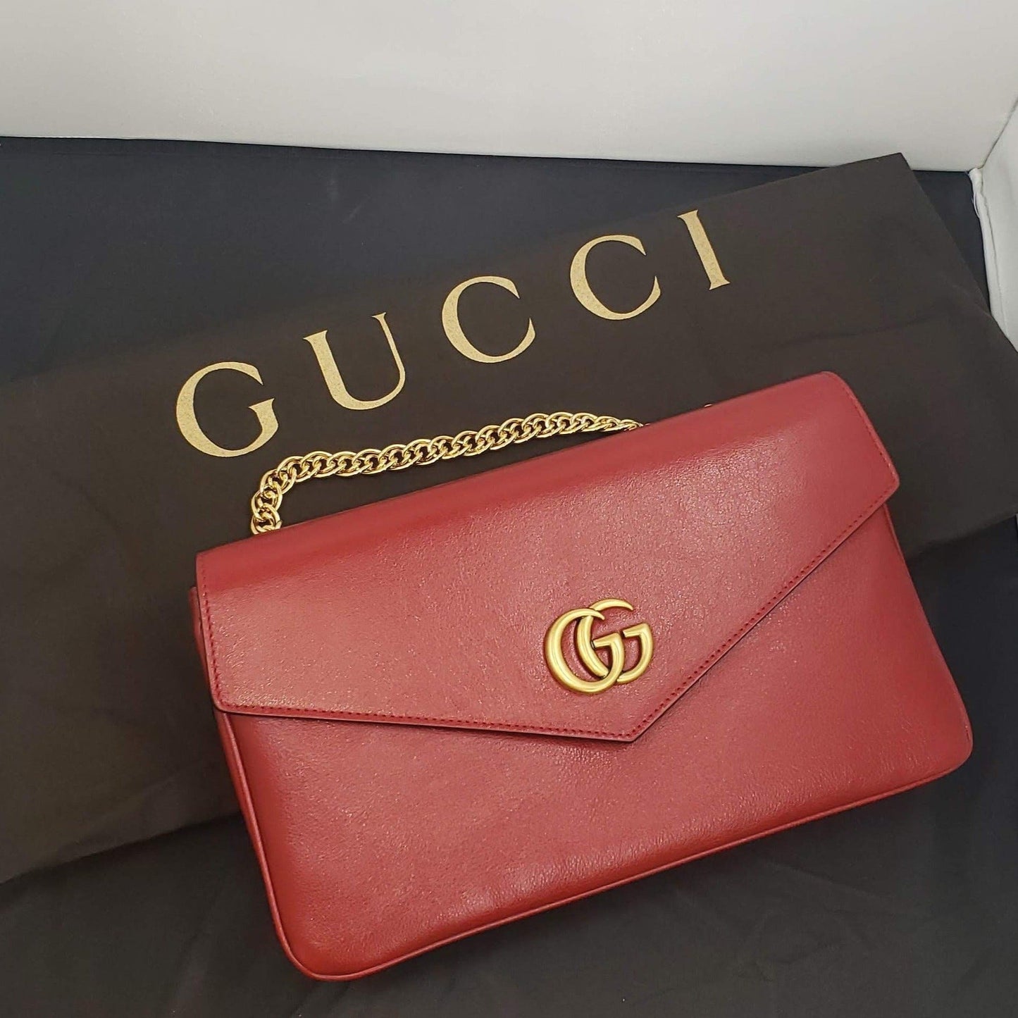 Gucci Thiara Medium Double Envelope Bag Black/Red