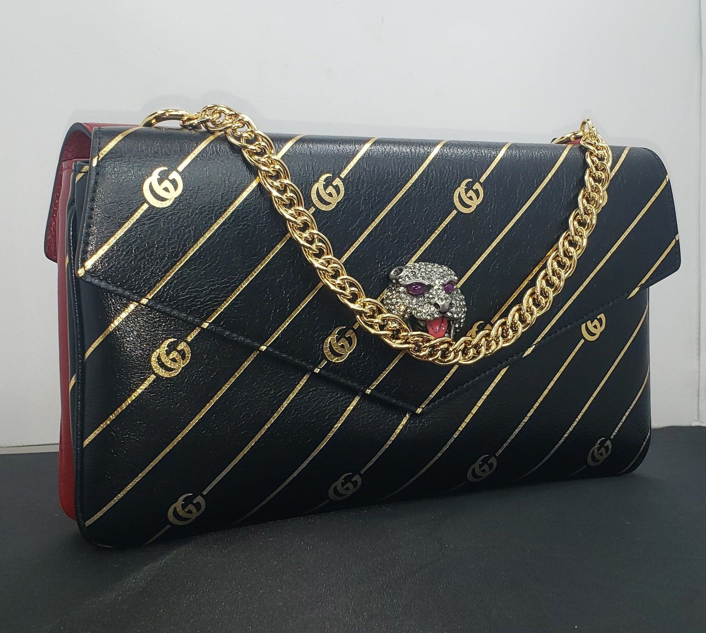Gucci Thiara Medium Double Envelope Bag Black/Red