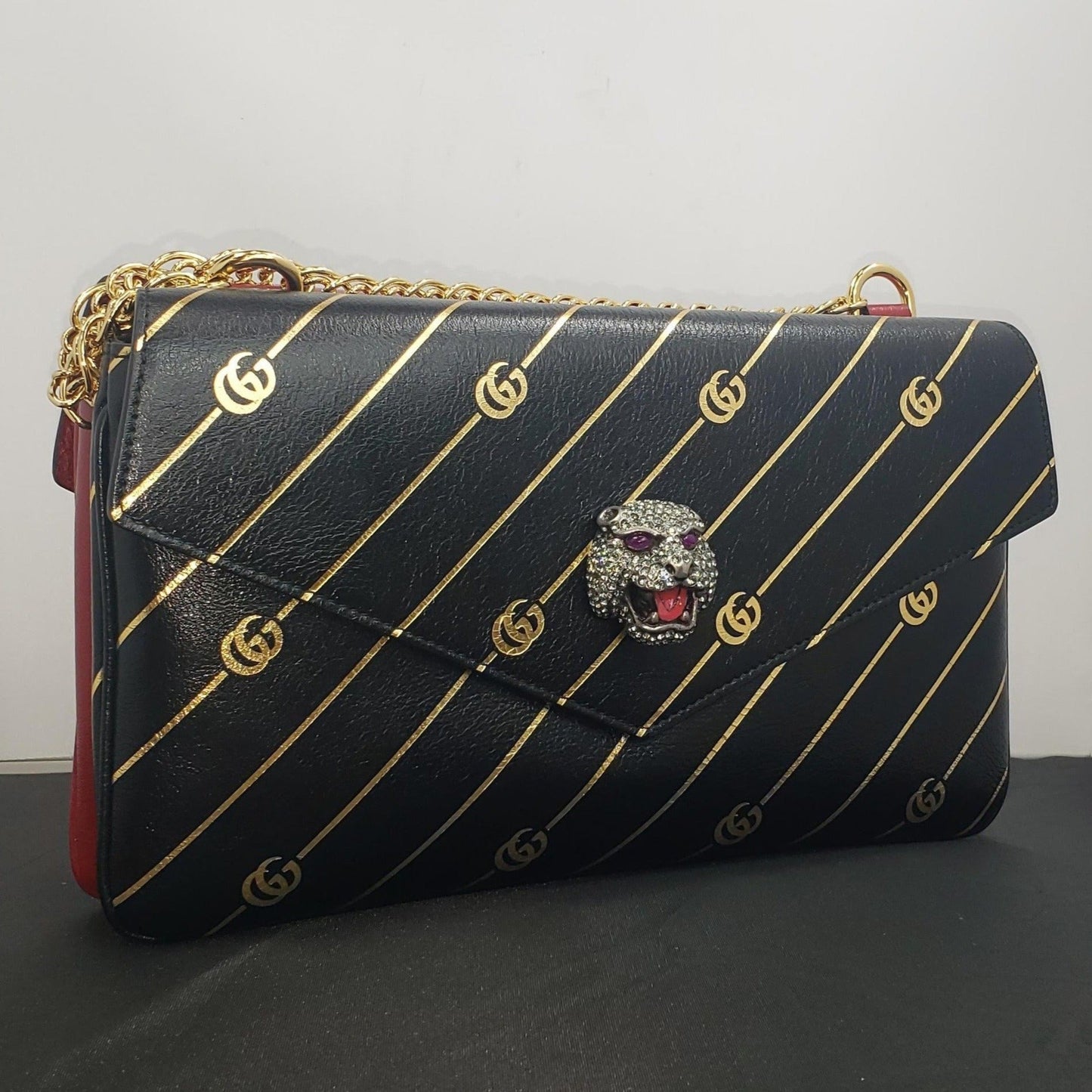 Gucci Thiara Medium Double Envelope Bag Black/Red