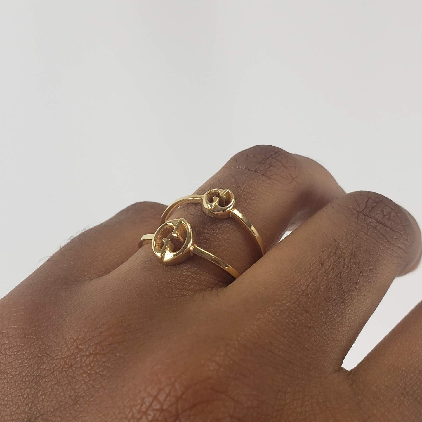 Gucci 1973 GG Double Connected Ring Set in Gold