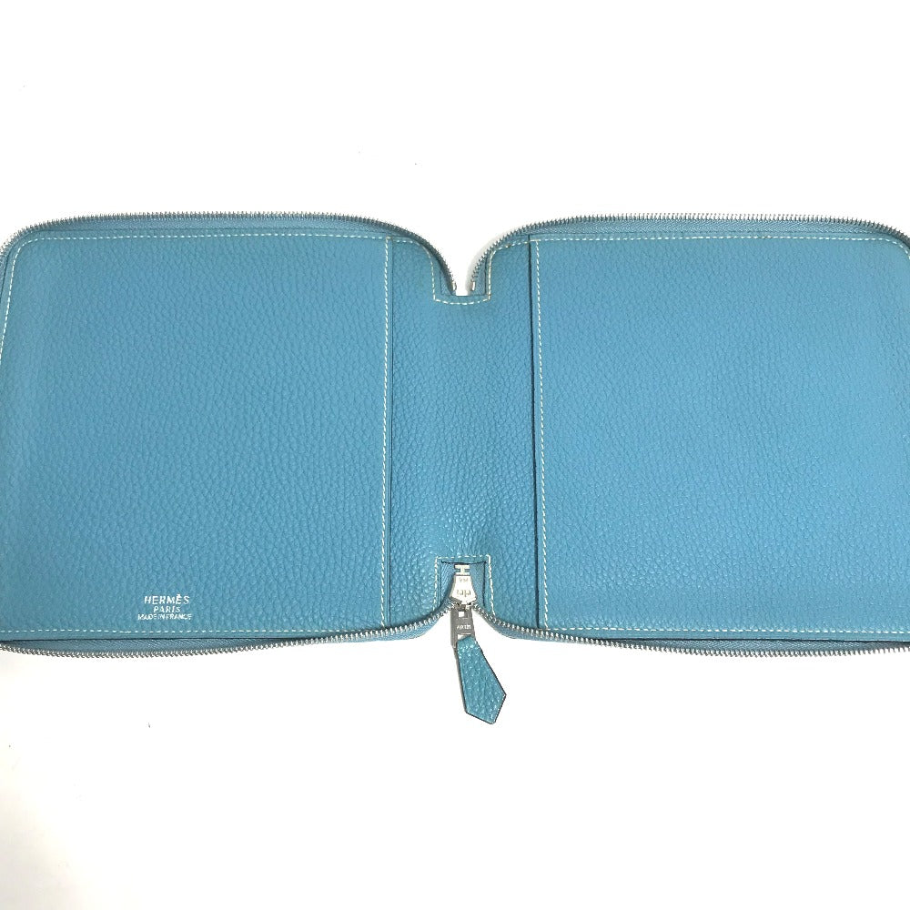 HERMES Pouch leather blue CD DVD case