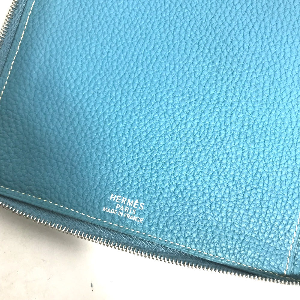 HERMES Pouch leather blue CD DVD case
