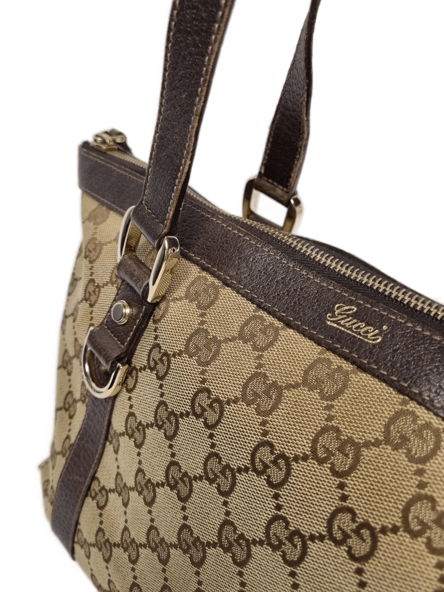 Gucci GG Beige & Dark Brown Jacquard Leather Bag