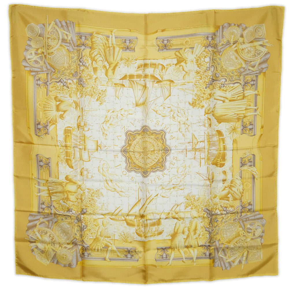 HERMES scarf silk gold Carre90 Women Used