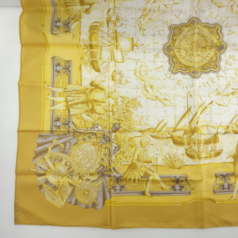 HERMES scarf silk gold Carre90 Women Used