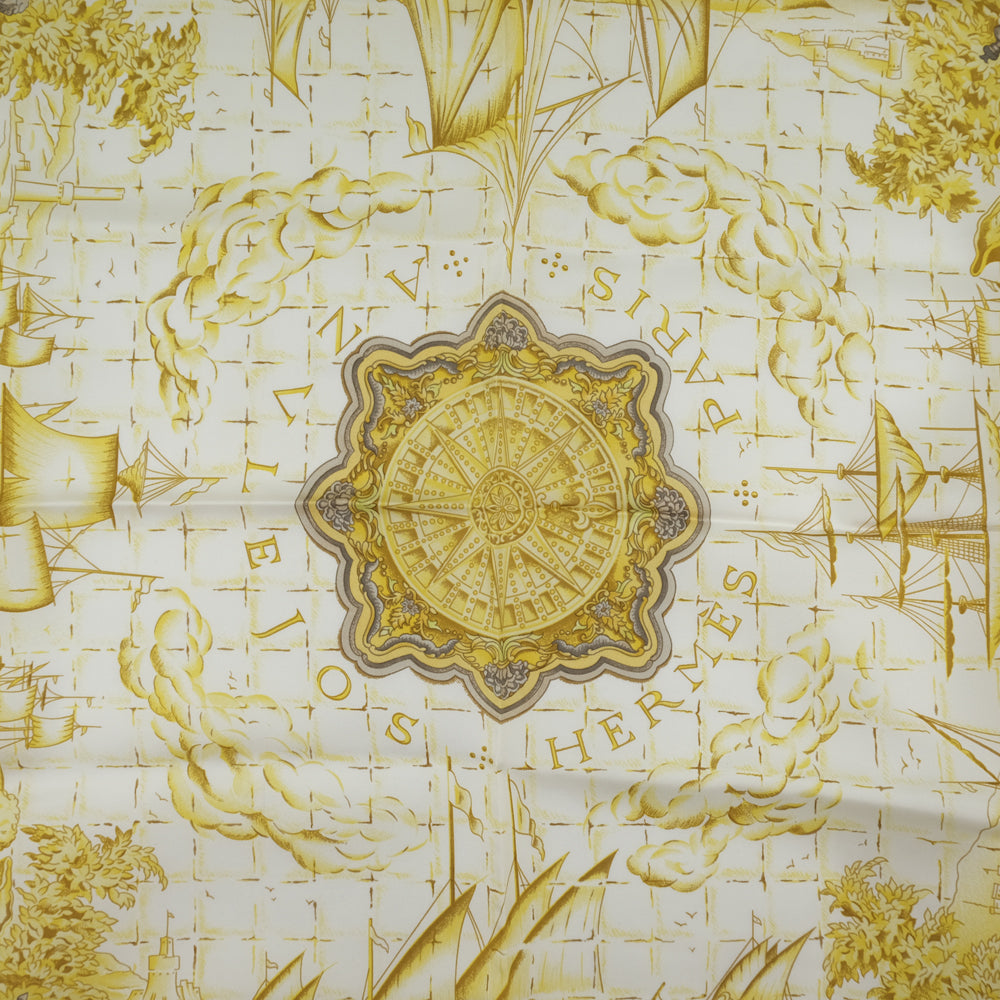 HERMES scarf silk gold Carre90 Women Used