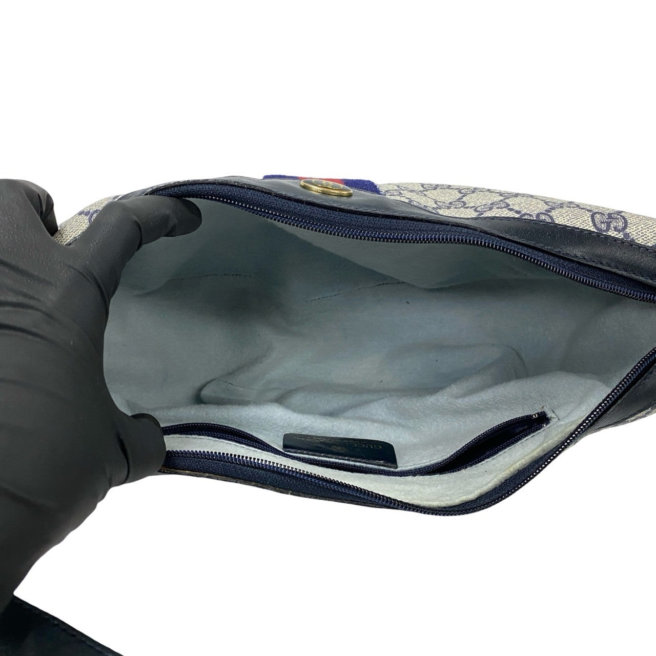 GUCCI Shoulder Bag leather Navy Sherry line