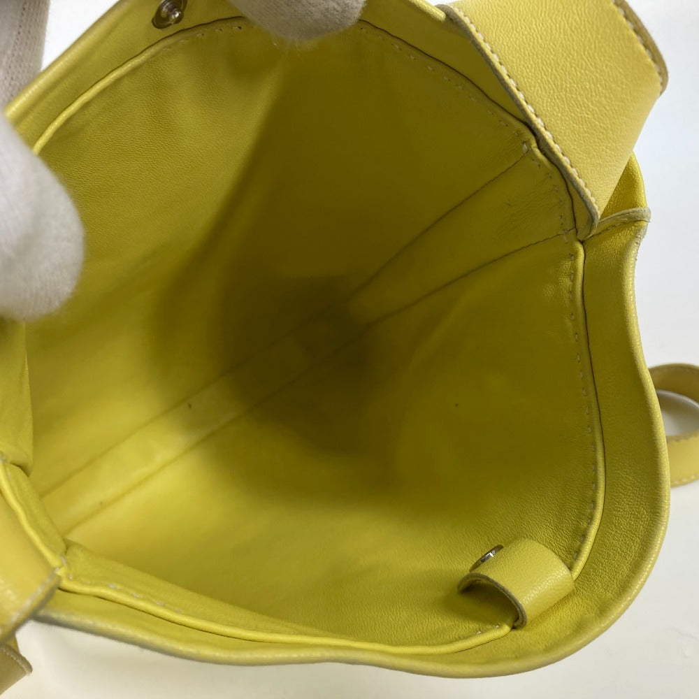 HERMES Shoulder Bag leather yellow Punching logo Crude cell Women Used