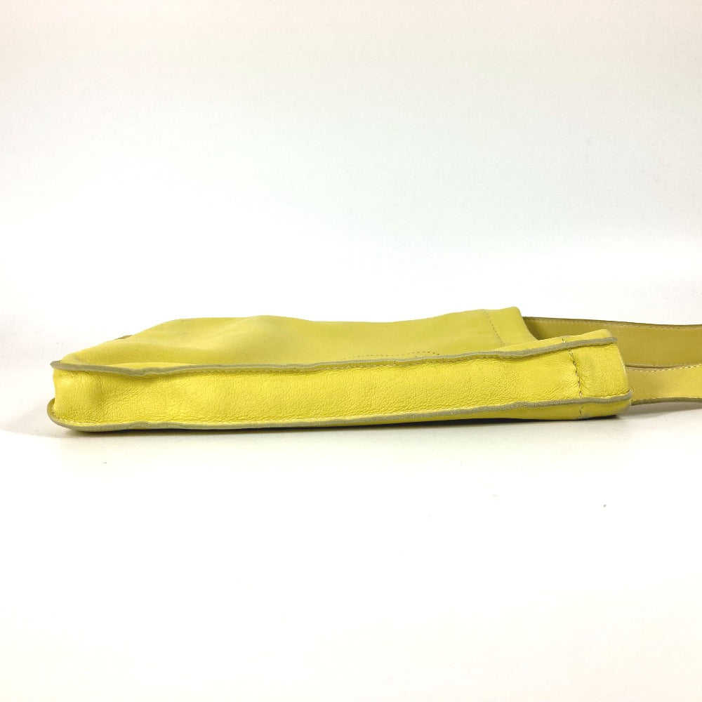 HERMES Shoulder Bag leather yellow Punching logo Crude cell Women Used