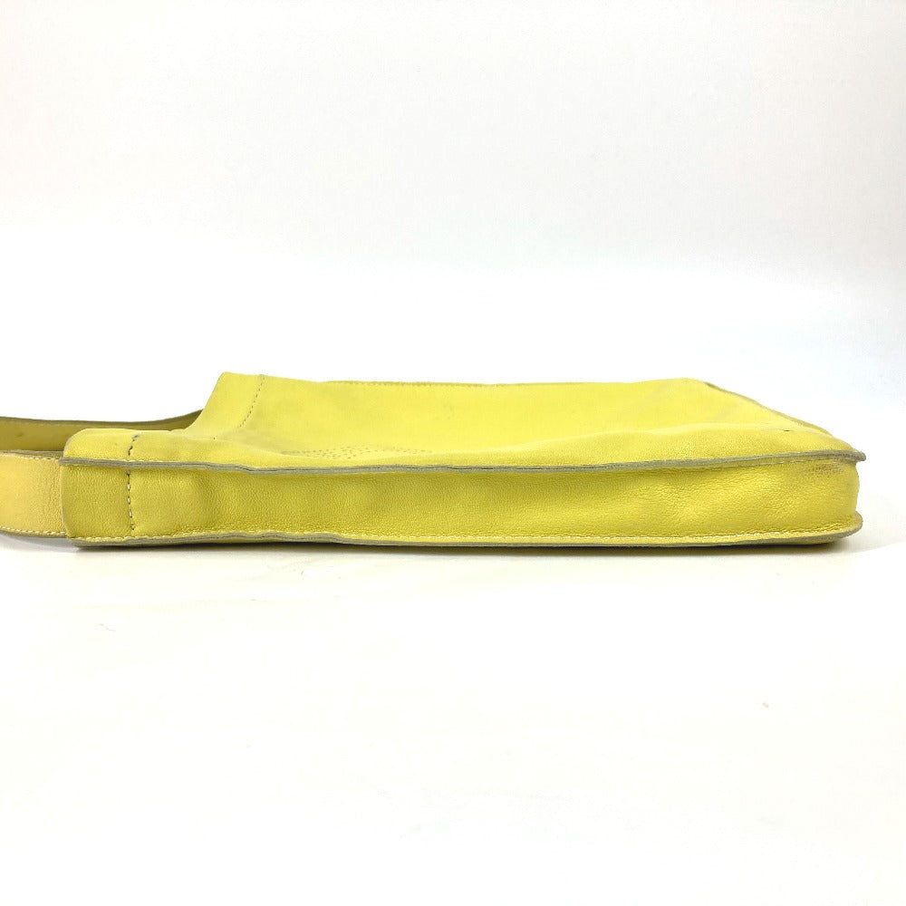 HERMES Shoulder Bag leather yellow Punching logo Crude cell Women Used