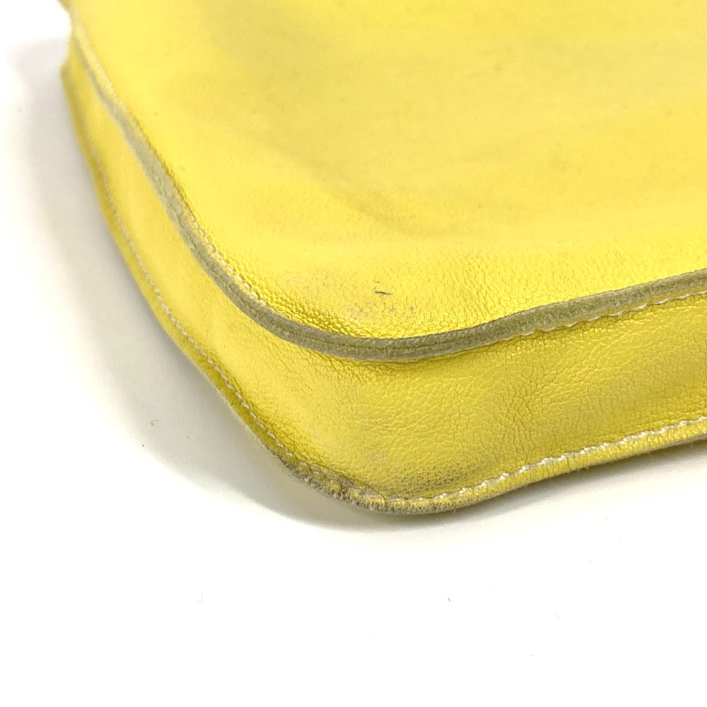 HERMES Shoulder Bag leather yellow Punching logo Crude cell Women Used