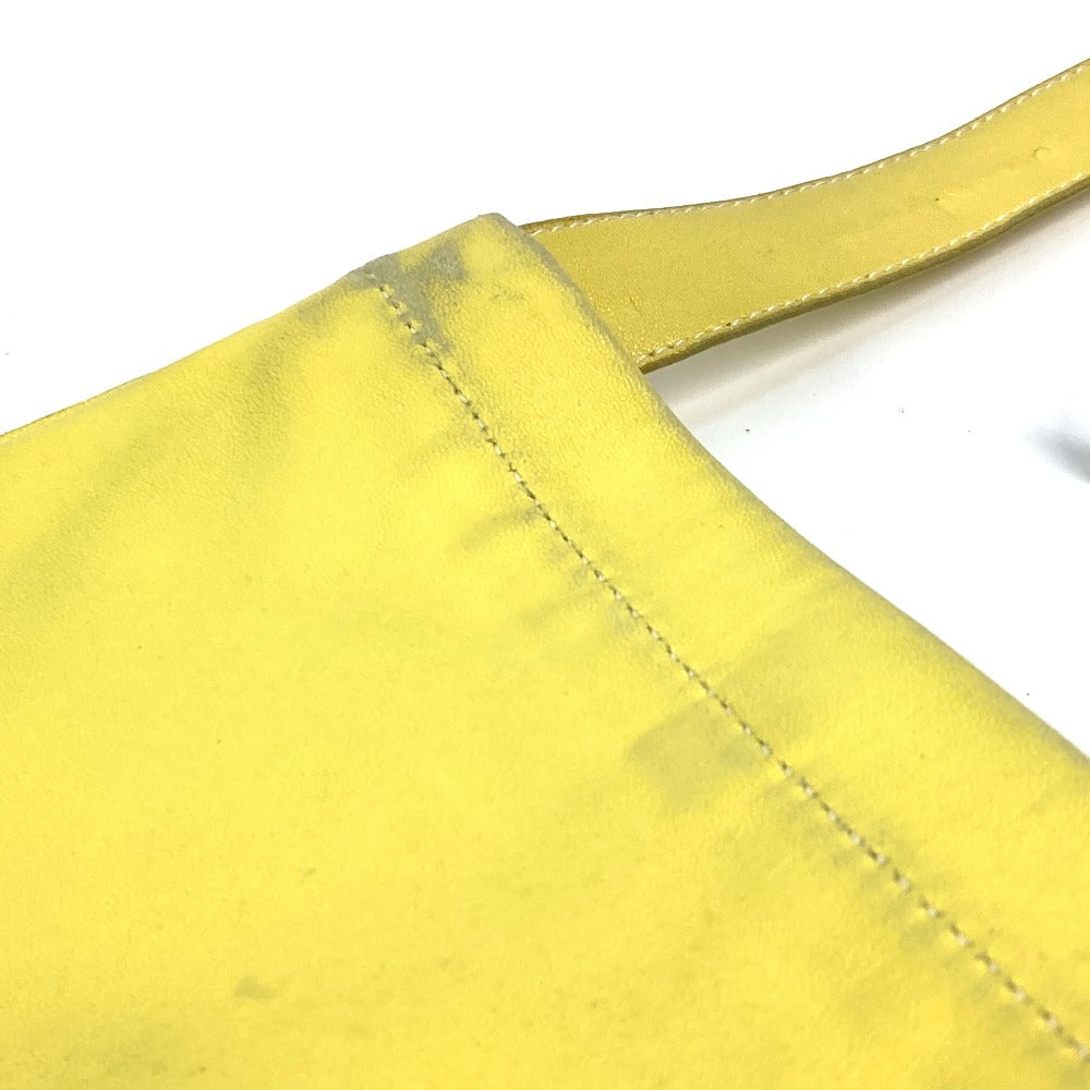 HERMES Shoulder Bag leather yellow Punching logo Crude cell Women Used
