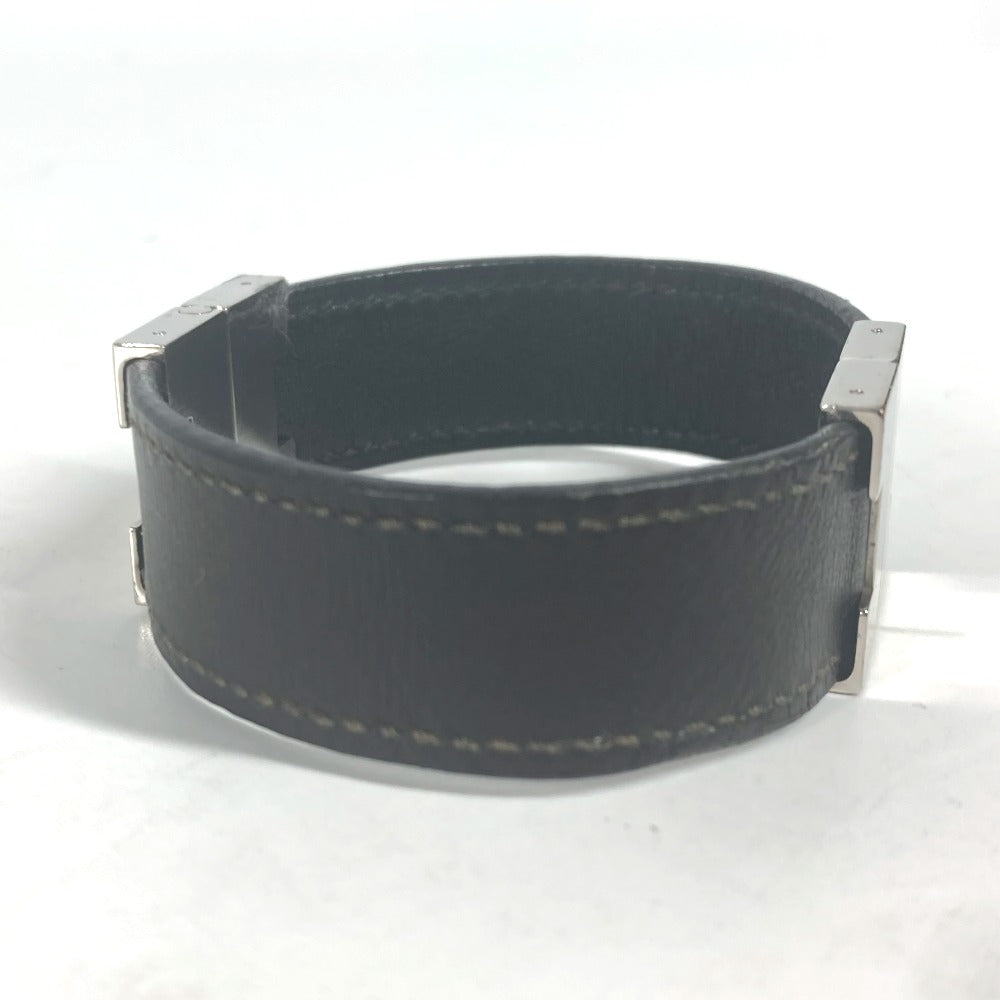 HERMES bracelet leather black Lurie H logo Women Used