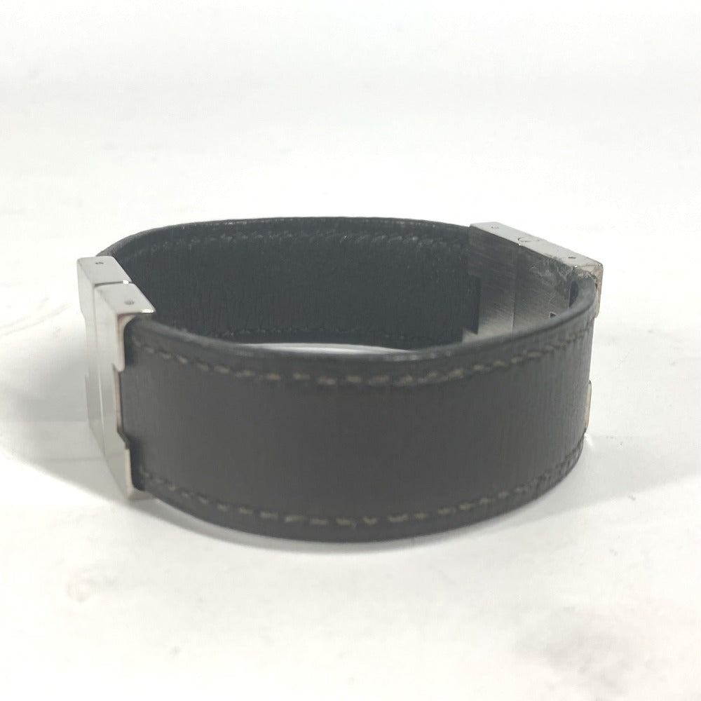 HERMES bracelet leather black Lurie H logo Women Used