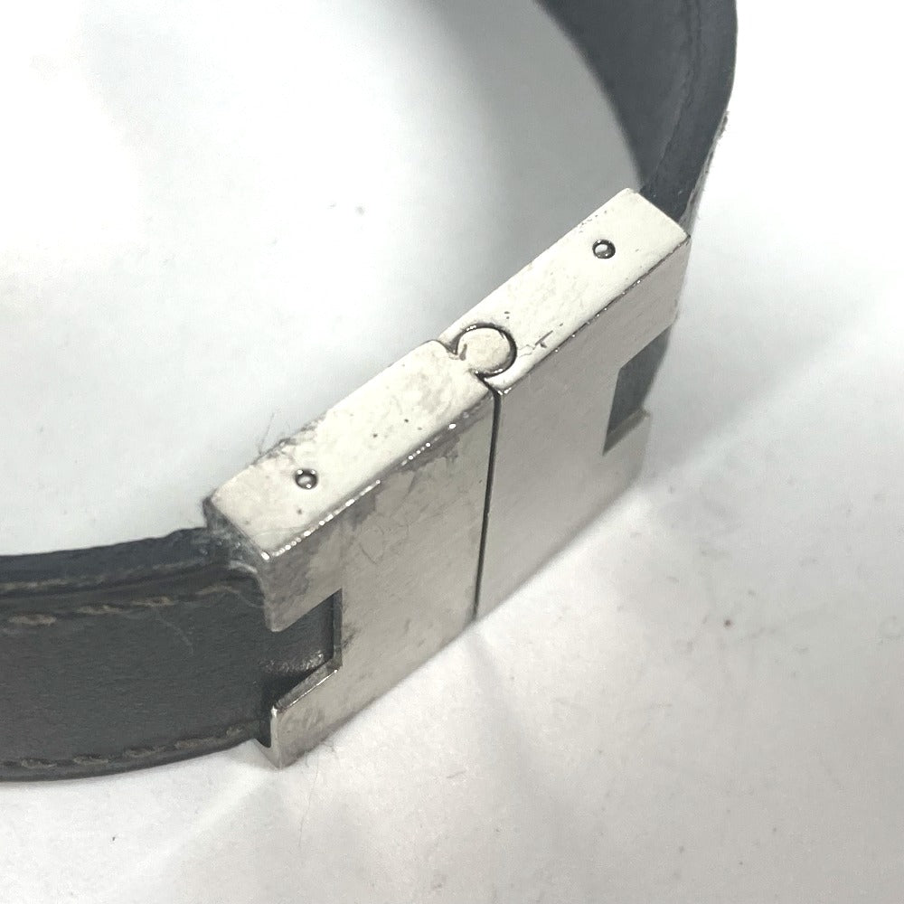 HERMES bracelet leather black Lurie H logo Women Used