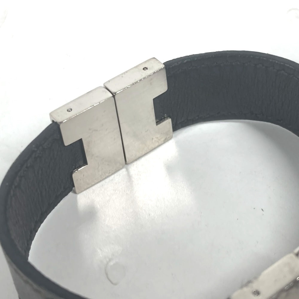 HERMES bracelet leather black Lurie H logo Women Used